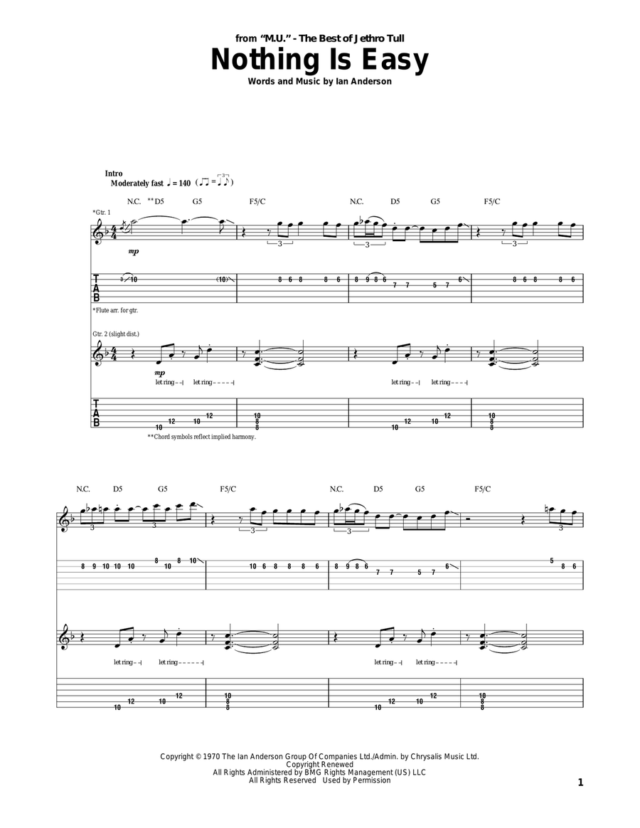 Nothing Is Easy Acoustic Guitar scores gallery preview page 1