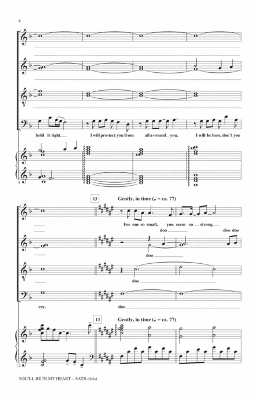 You'll Be In My Heart (from Tarzan) (arr. Mac Huff) 4-Part scores gallery preview page 2
