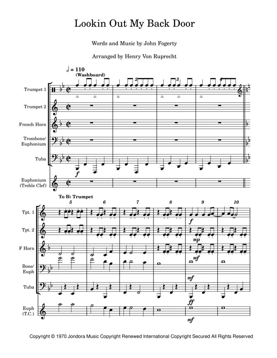 Lookin' Out My Back Door Lookin' Out My Back Door Euphonium scores gallery preview page 1