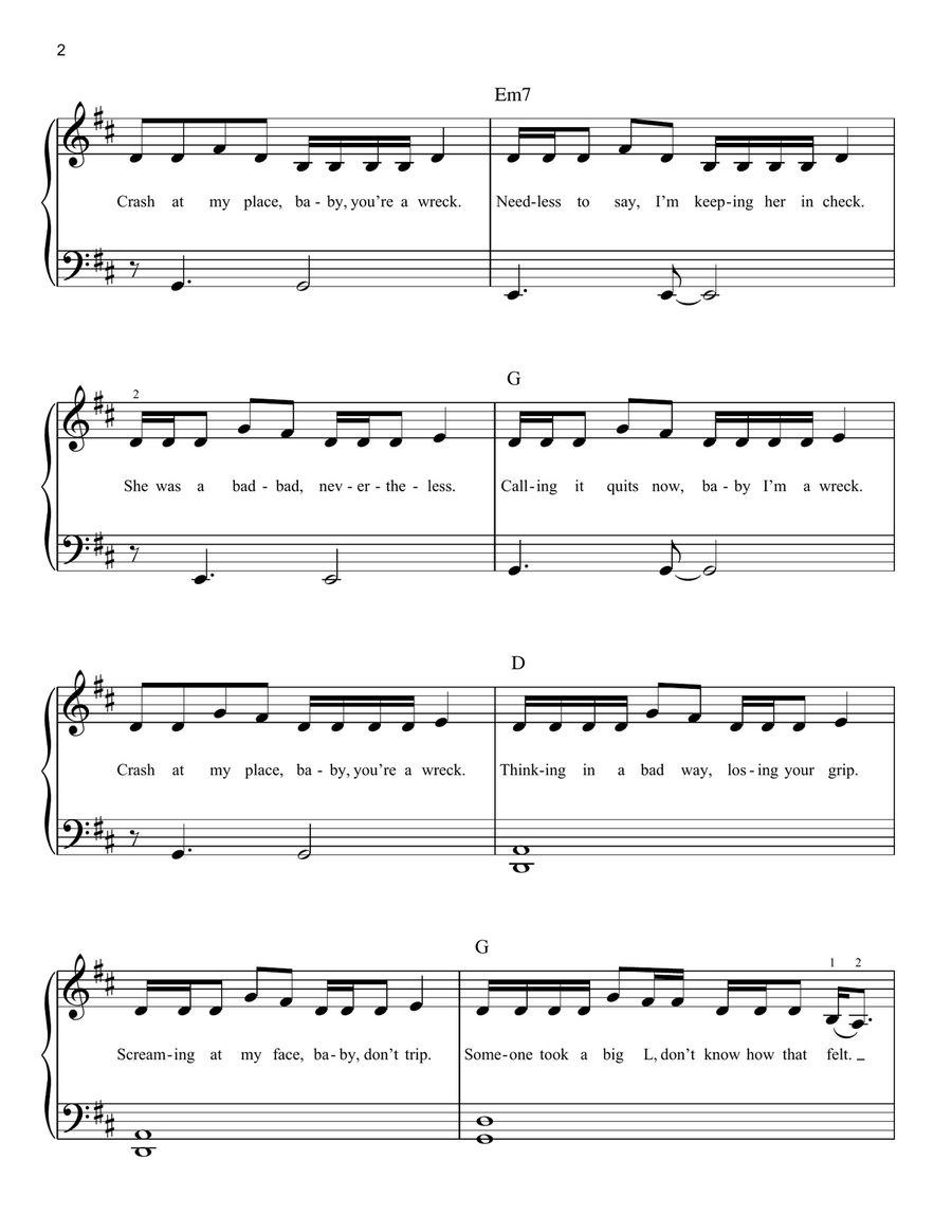 Sunflower (from Spider-Man: Into The Spider-Verse) Easy Piano scores gallery preview page 2