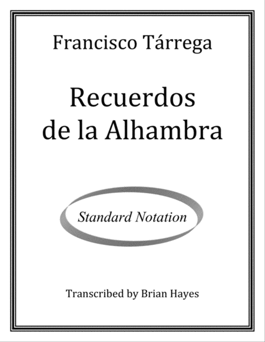Recuerdos de la Alhambra (Tarrega) (Standard Notation) Classical Guitar scores gallery preview page 1