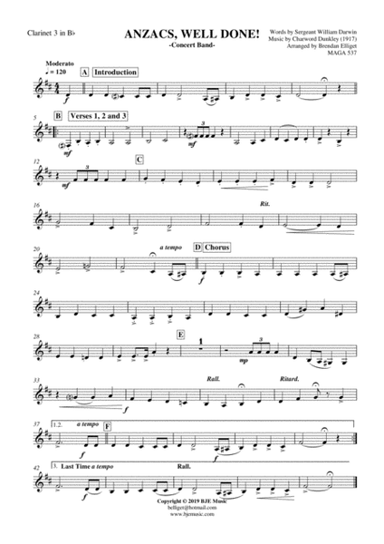 Anzacs, Well Done! - Concert Band Score and Parts PDF image number null