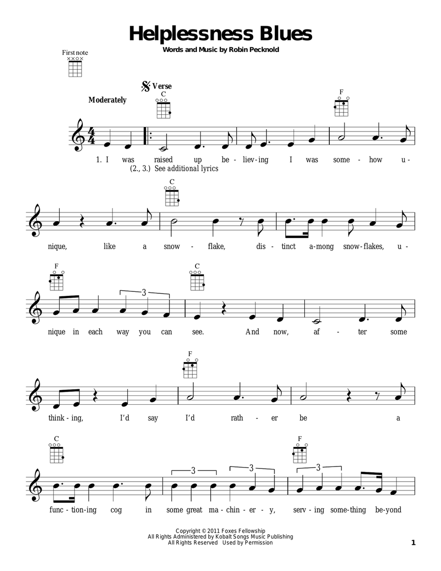 Helplessness Blues Helplessness Blues Ukulele scores gallery preview page 1