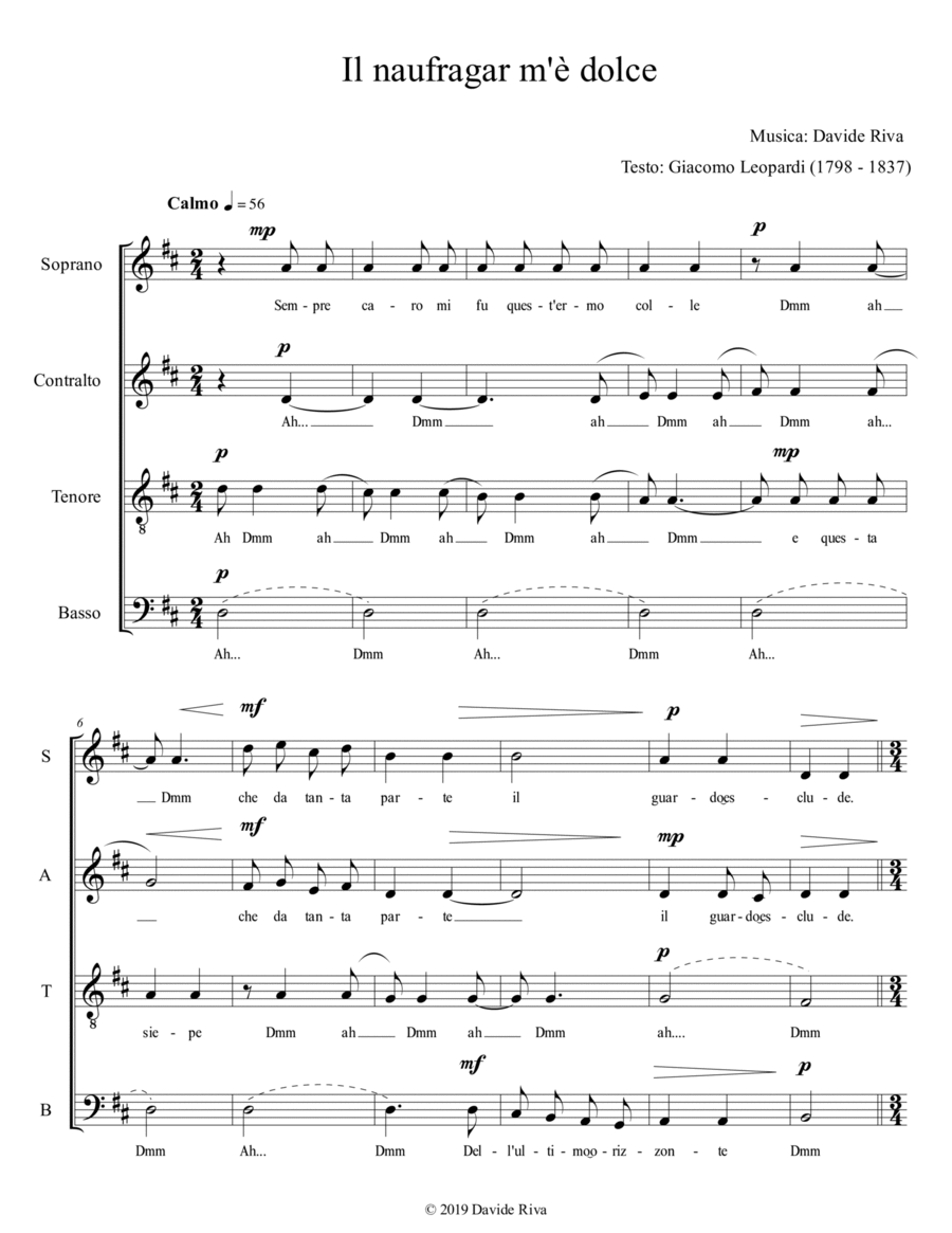 Il naufragar m'è dolce 4-Part scores gallery preview page 1