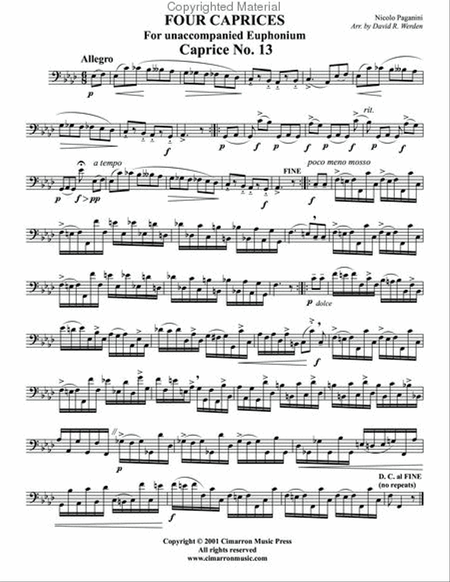 Four Caprices (11, 17, 20 and 24) Euphonium scores gallery preview page 2