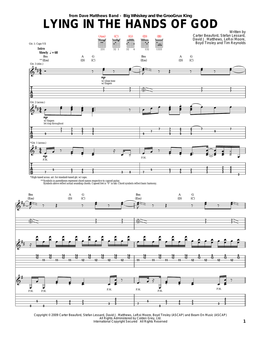 Lying In The Hands Of God Acoustic Guitar scores gallery preview page 1