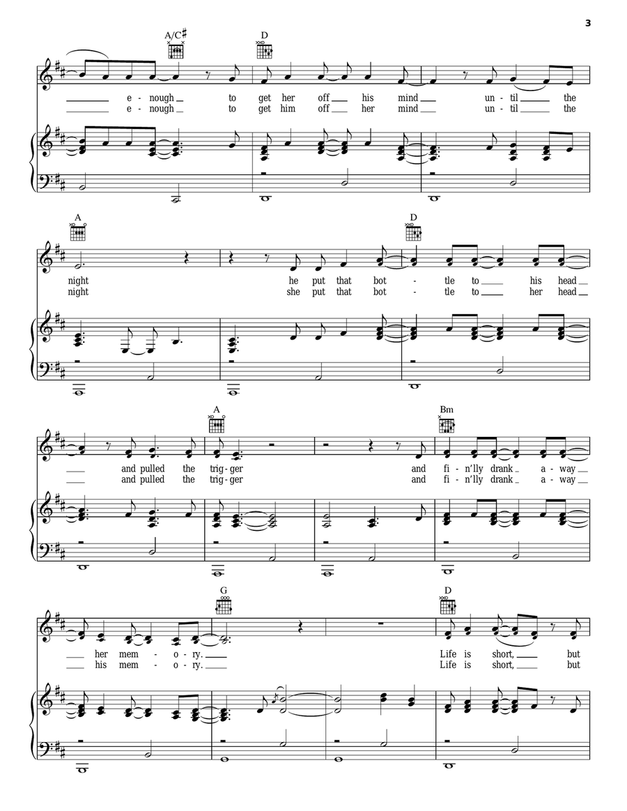 Whiskey Lullaby Piano, Vocal, Guitar scores gallery preview page 3