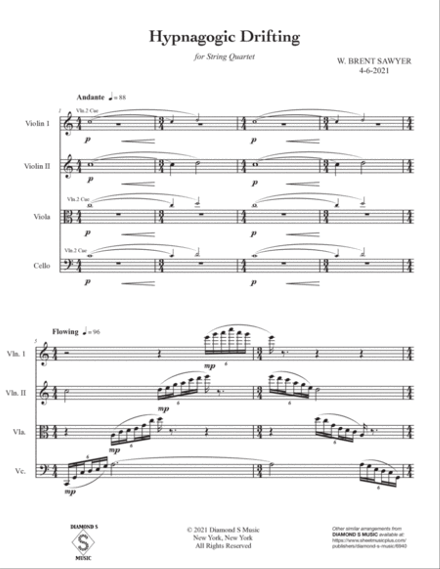 Hypnagogic Drifting for String Quartet String Quartet scores gallery preview page 4