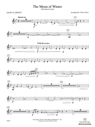 The Moon of Winter (The Huron Carol): 2nd B-flat Clarinet