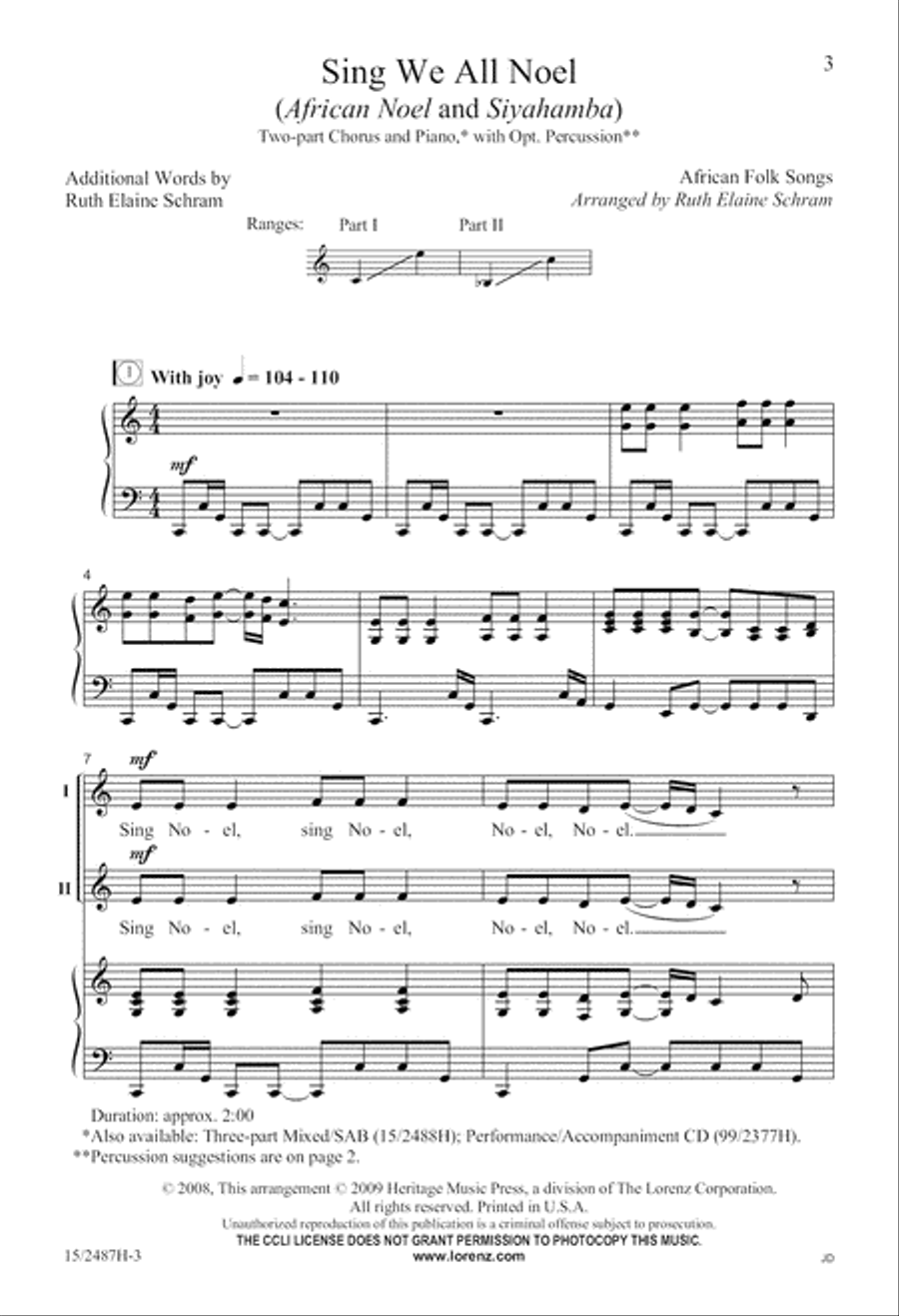 Sing We All Noel Unison Choir scores gallery preview page 3