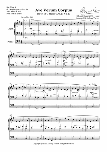 Organ: Ave Verum Corpus (Motet in G Major, Op. 2, No. 1) - Edward Elgar