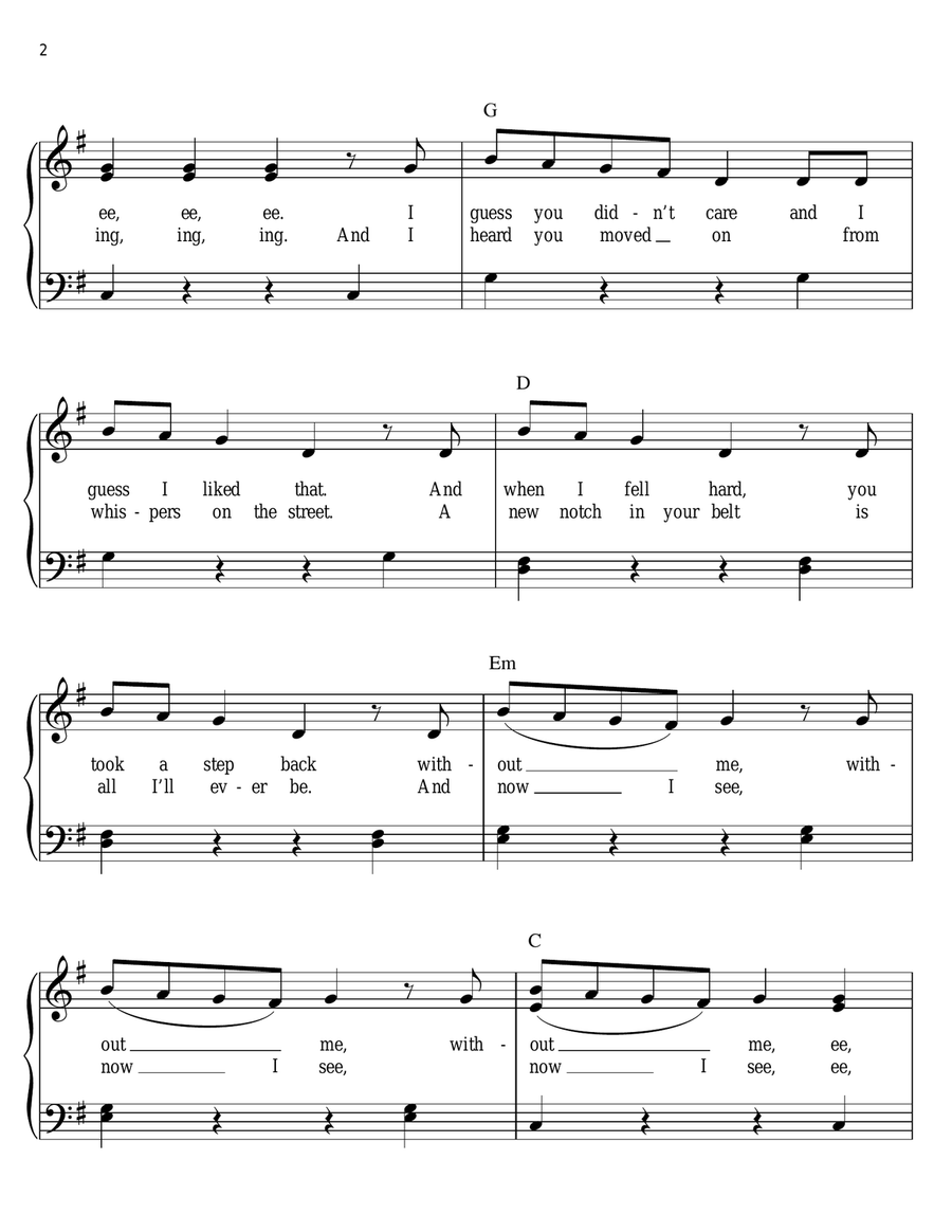 I Knew You Were Trouble Easy Piano scores gallery preview page 2