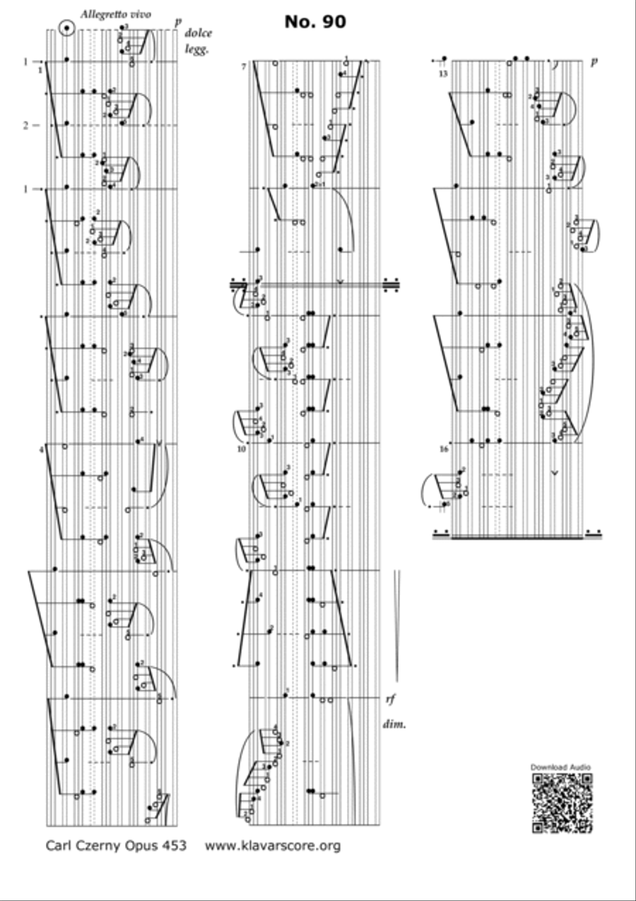 Czerny's 110 Easy and Progressive Exercises Opus 453 Exercise 89-110 transcribed to KlavarScore (A4) Piano Method scores gallery preview page 4