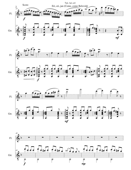 Երի, երի ջան Eri, eri, jan ( Come, come, belovèd) for flute and guitar image number null