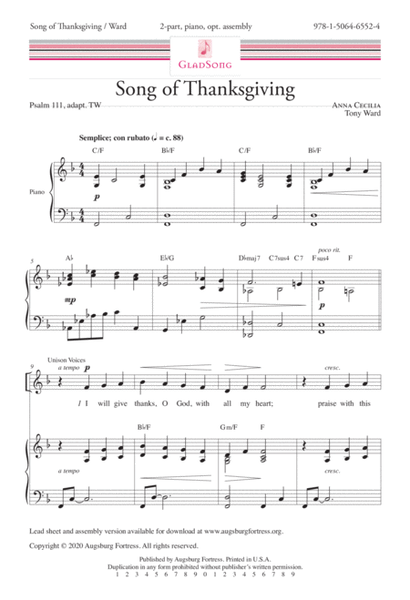 Song of Thanksgiving Choir - Sheet Music