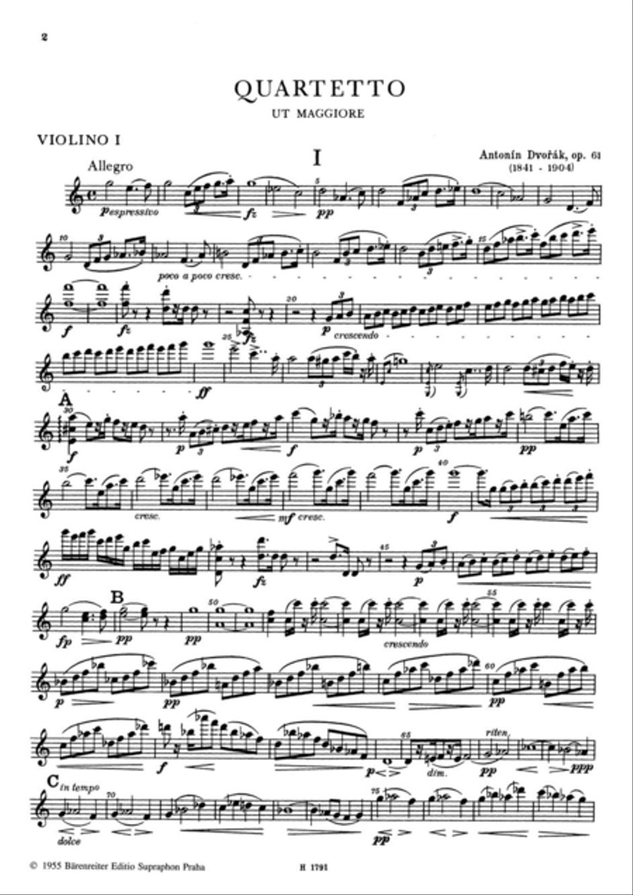 Streichquartett no. 11 C-Dur, op. 61 String Quartet scores gallery preview page 2