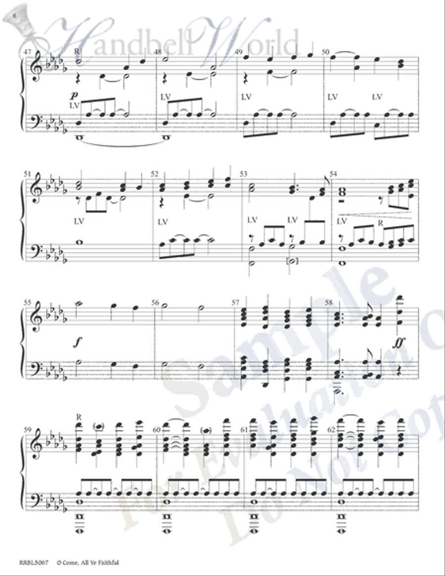 O Come, All Ye Faithful Handbell Choir scores gallery preview page 5