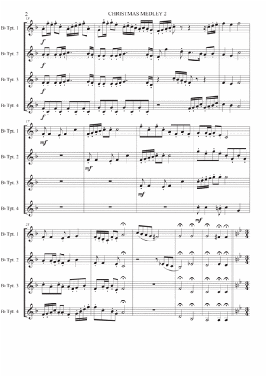 A Christmas Medley 2 - Trumpet Quartet Brass Ensemble scores gallery preview page 2