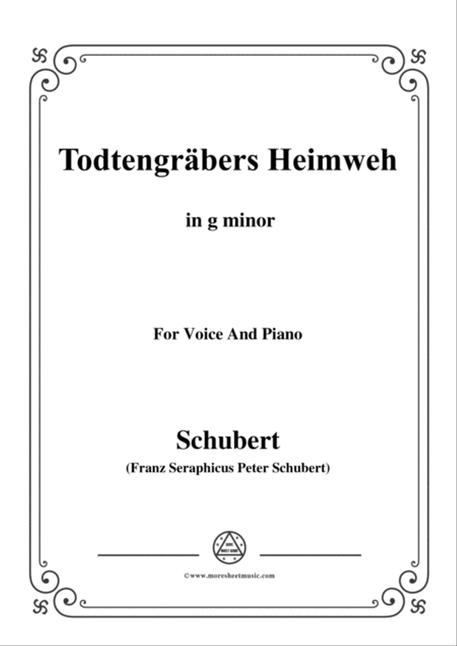 Schubert-Todtengräbers Heimweh,in g minor,for Voice&Piano Voice scores gallery preview page 1