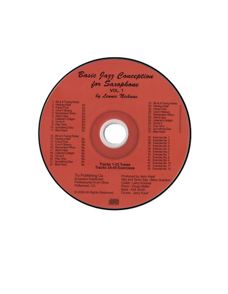 Basic Jazz Conception For Saxophone, Volume 1 - CD only