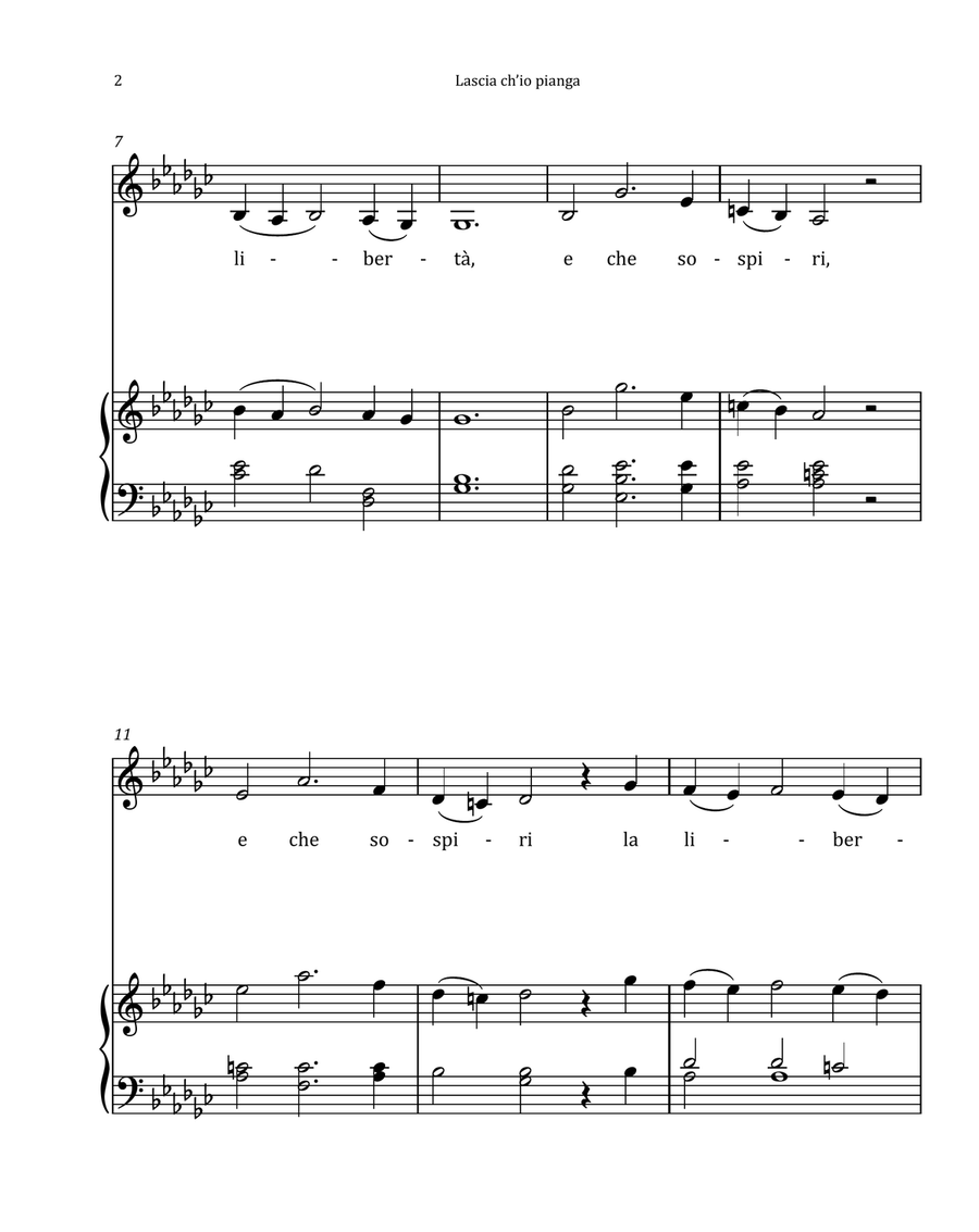 Lascia Ch'io Pianga by Händel - Contralto & Piano in G-flat Major Chamber Music scores gallery preview page 2