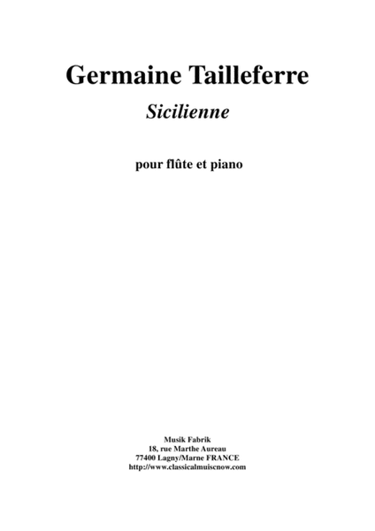 Germaine Tailleferre: Sicilienne for flute and piano