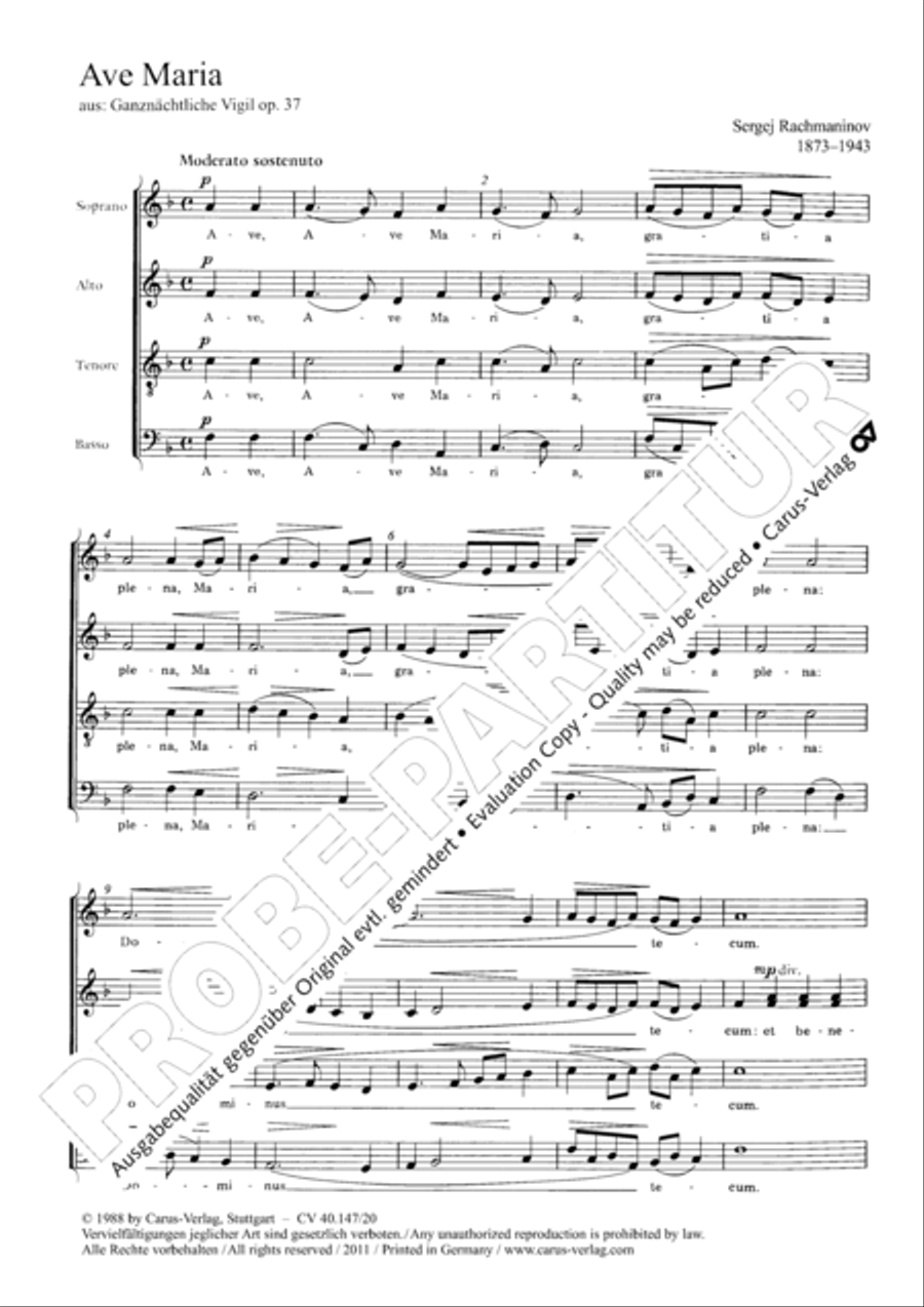 Rachmaninov: Ave Maria; Gluck: De profundis 4-Part scores gallery preview page 5