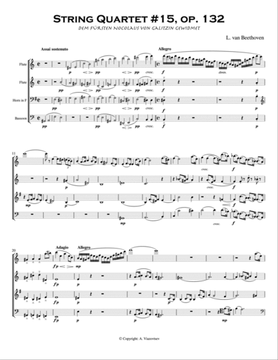 Beethoven - String Quartet #15, op. 132 String Quartet scores gallery preview page 3