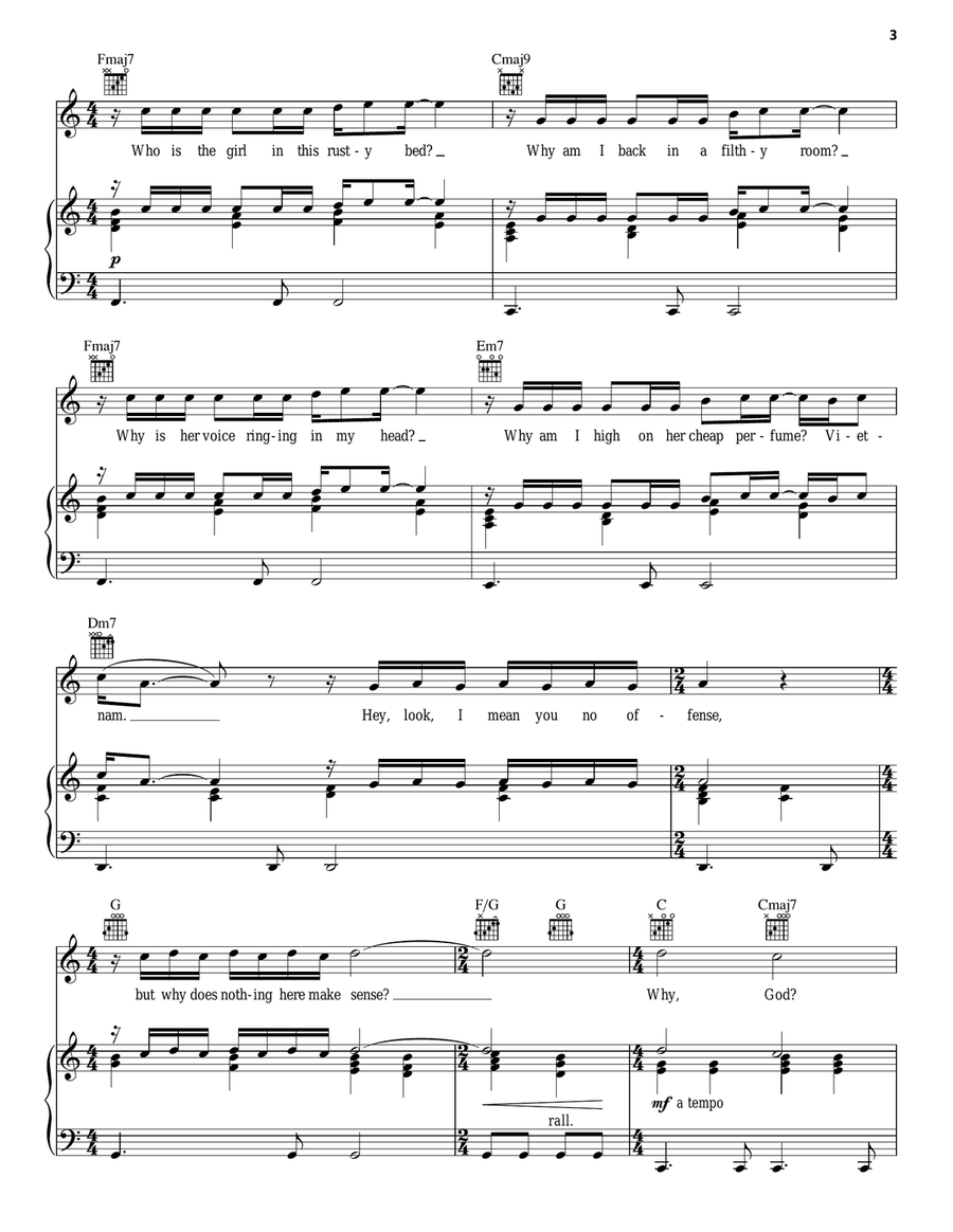 Why God Why? Piano, Vocal, Guitar scores gallery preview page 3
