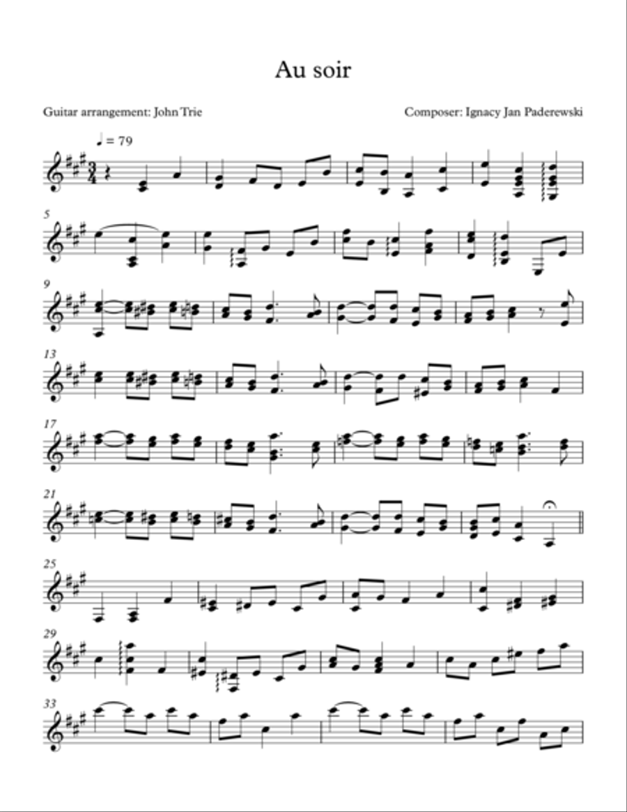 Au soir Acoustic Guitar scores gallery preview page 1
