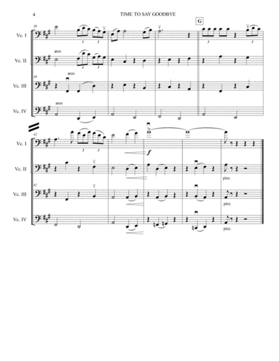 Time To Say Goodbye String Quartet scores gallery preview page 4