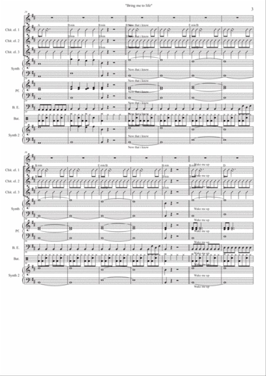 Bring Me To Life Small Ensemble scores gallery preview page 3
