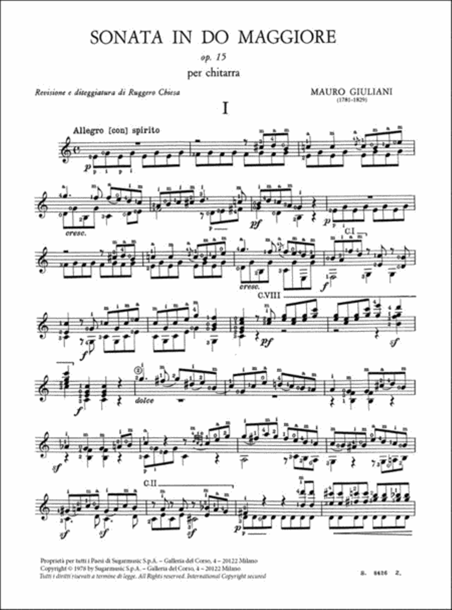 Sonata in Do Maggiore Per Chitarra Classical Guitar scores gallery preview page 2