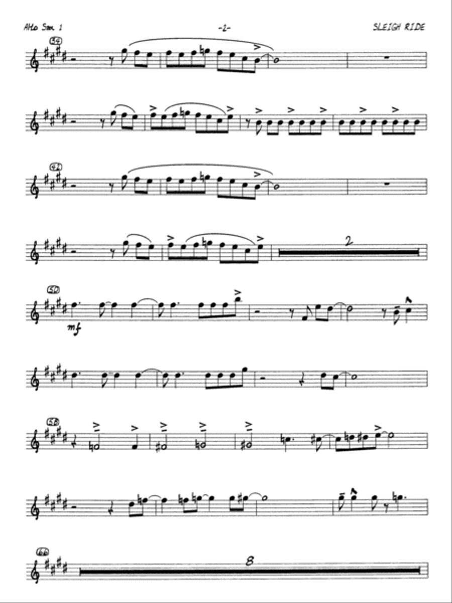 Sleigh Ride: E-flat Alto Saxophone Jazz Ensemble scores gallery preview page 2