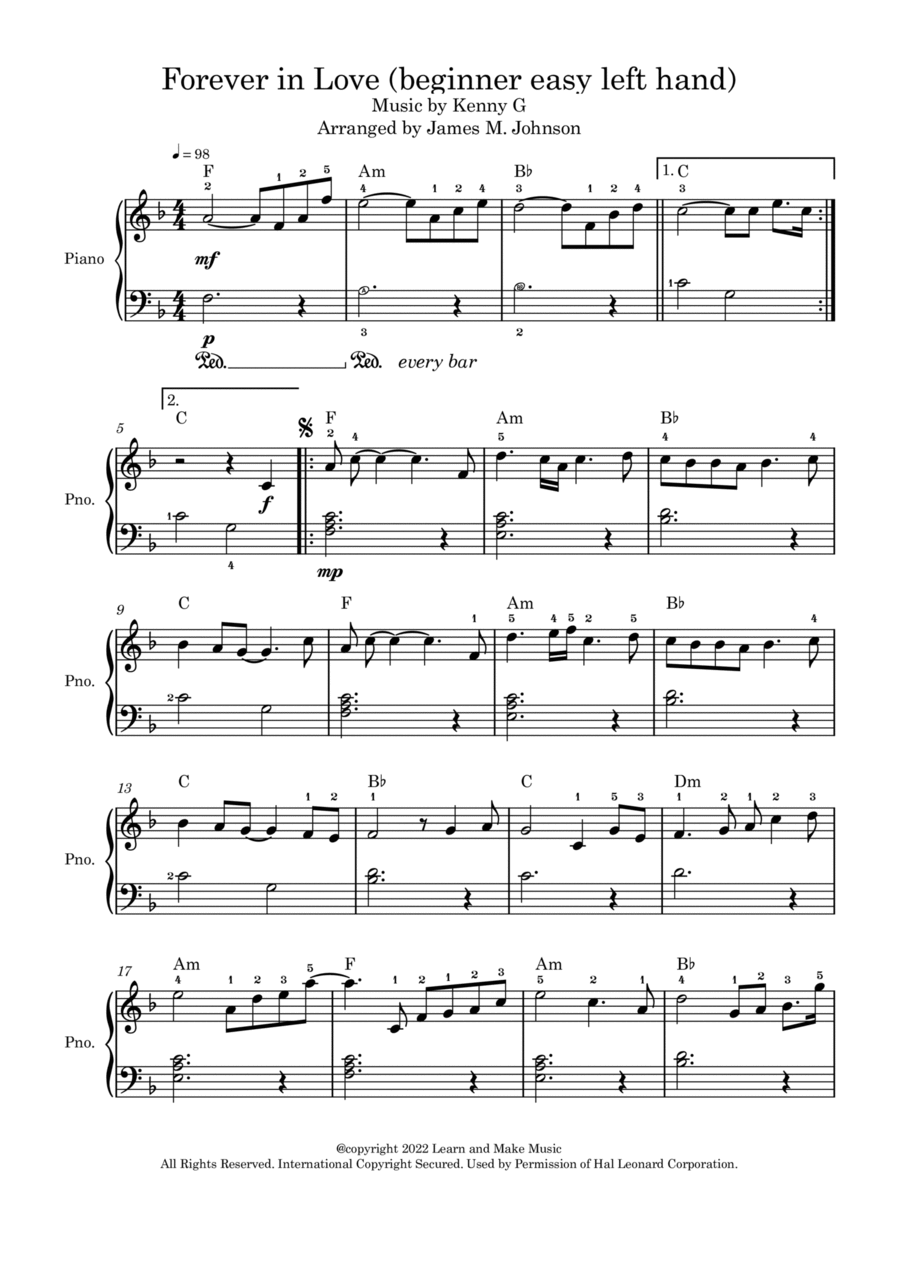 Forever In Love Easy Piano scores gallery preview page 1