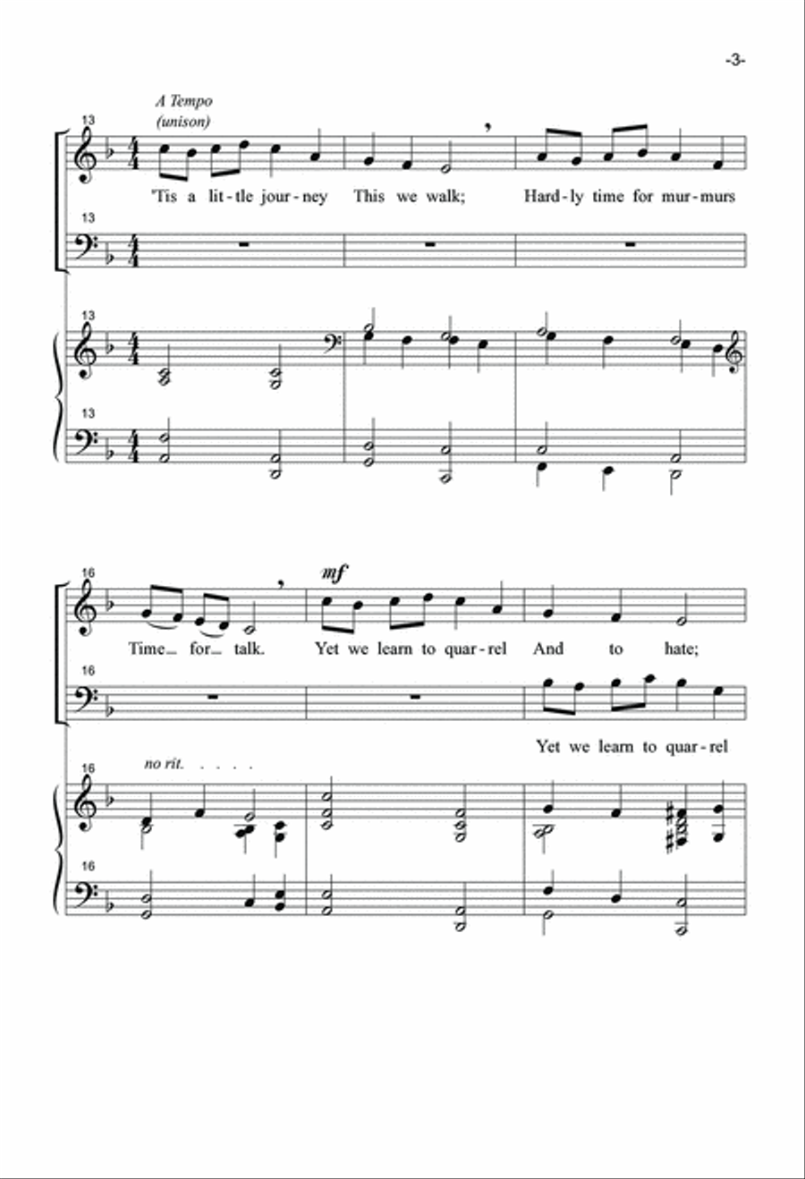 Tis A Little Journey 3-Part scores gallery preview page 4