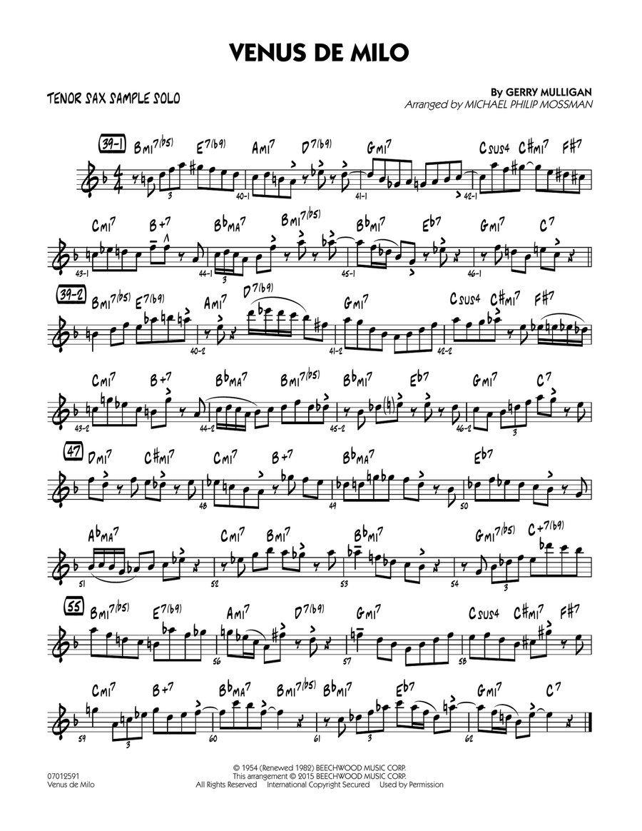 Venus de Milo Tenor Sax Sample Solo by Miles Davis Tenor