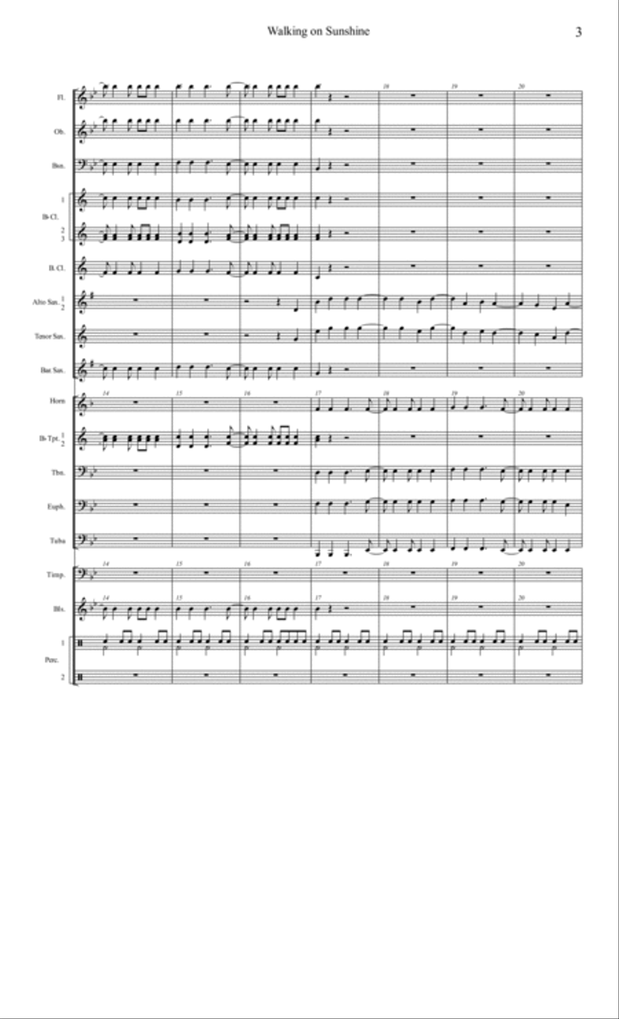 Walking On Sunshine Walking On Sunshine Concert Band scores gallery preview page 3