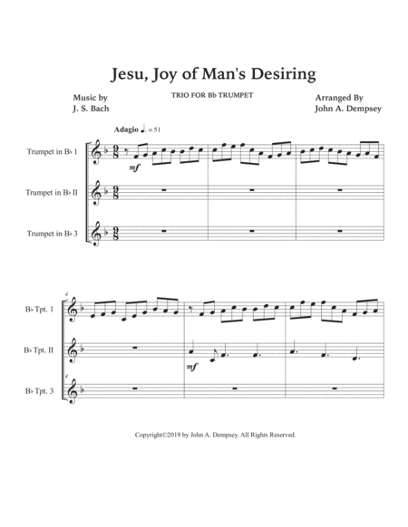 Jesu, Joy of Man's Desiring (Trumpet Trio) image number null