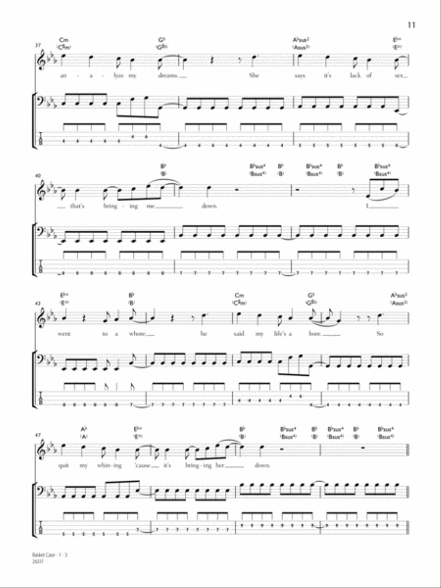 Basket Case Basket Case Bass Guitar Tablature scores gallery preview page 3