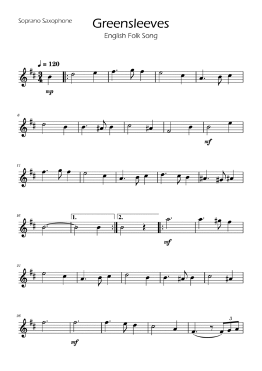 Greensleeves - Sax Trio Woodwind Trio scores gallery preview page 4