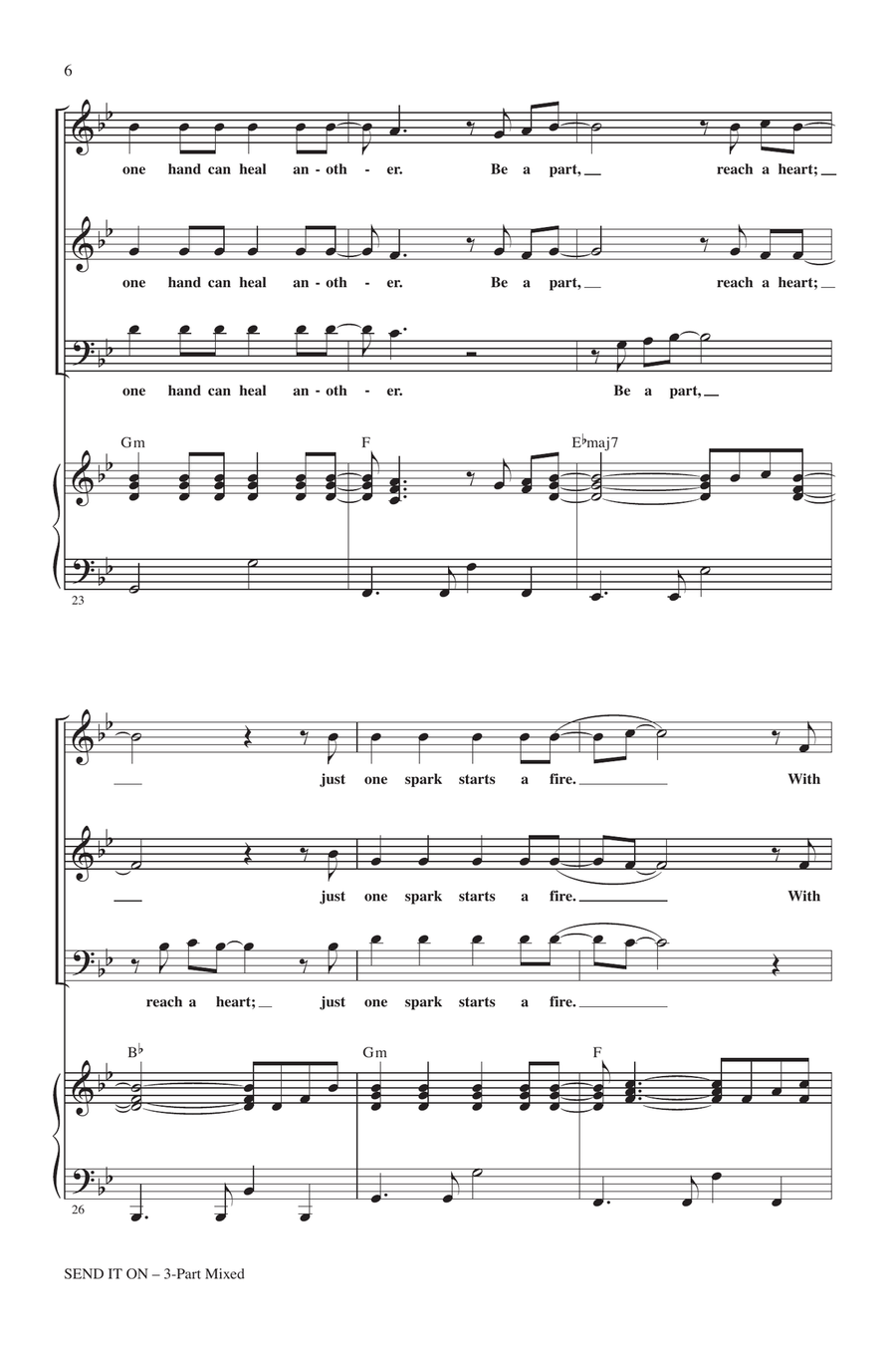 Send It On (arr. Cristi Cary Miller) 3-Part scores gallery preview page 4