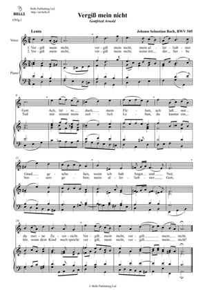 Vergiss mein nicht, BWV 505 (Original key. A minor)