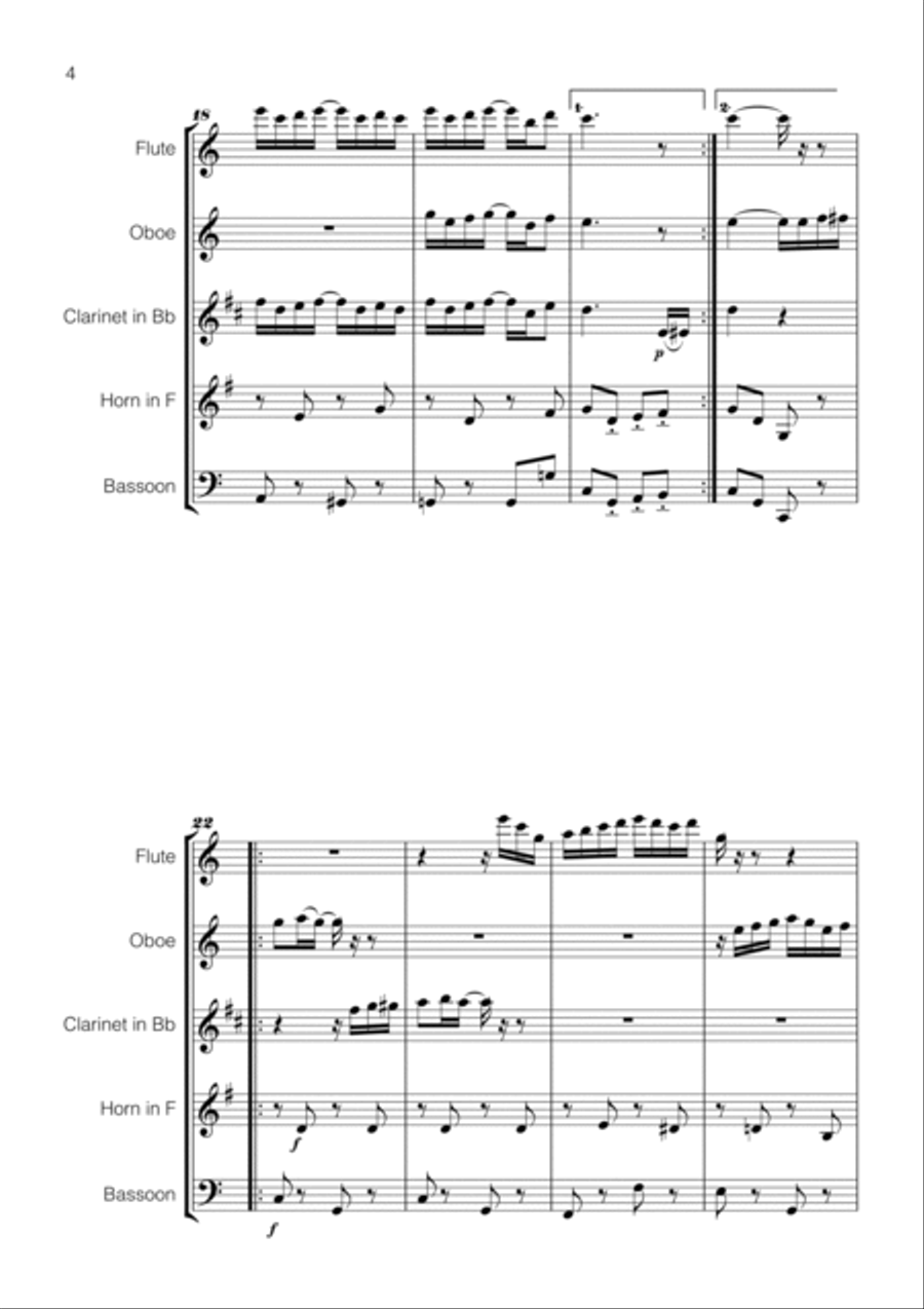 Scott Joplin - The Entertainer for Wind Quintet Woodwind Quintet scores gallery preview page 4