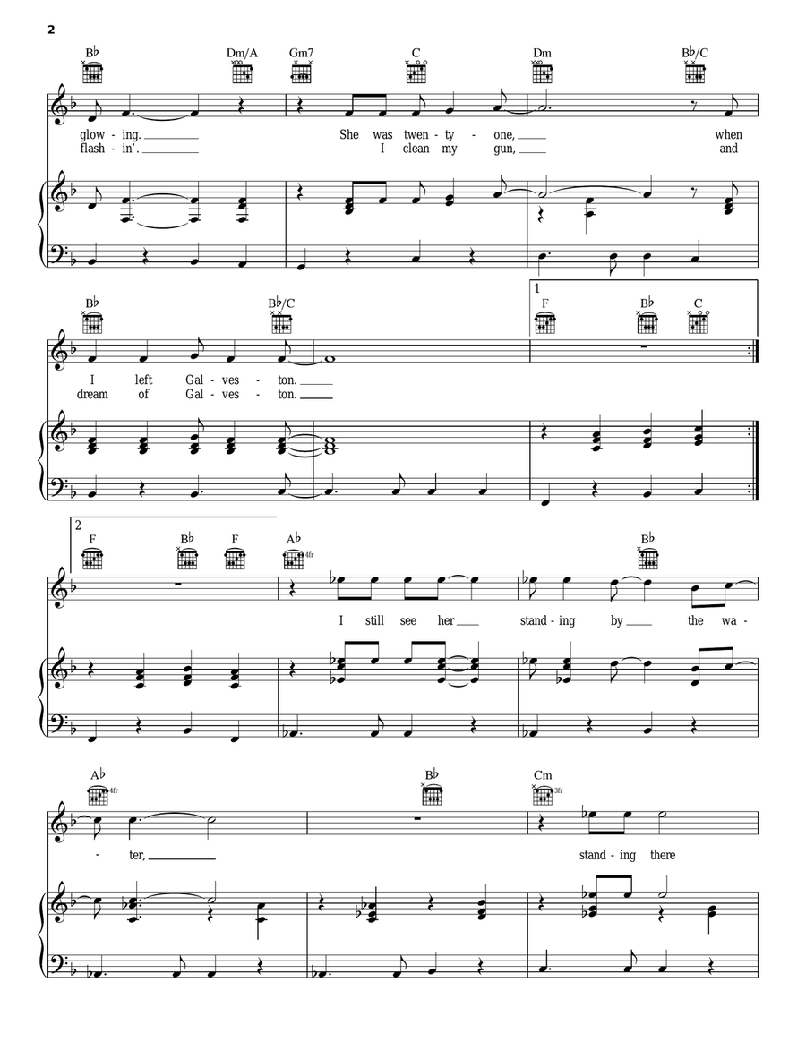Galveston Piano, Vocal, Guitar scores gallery preview page 2