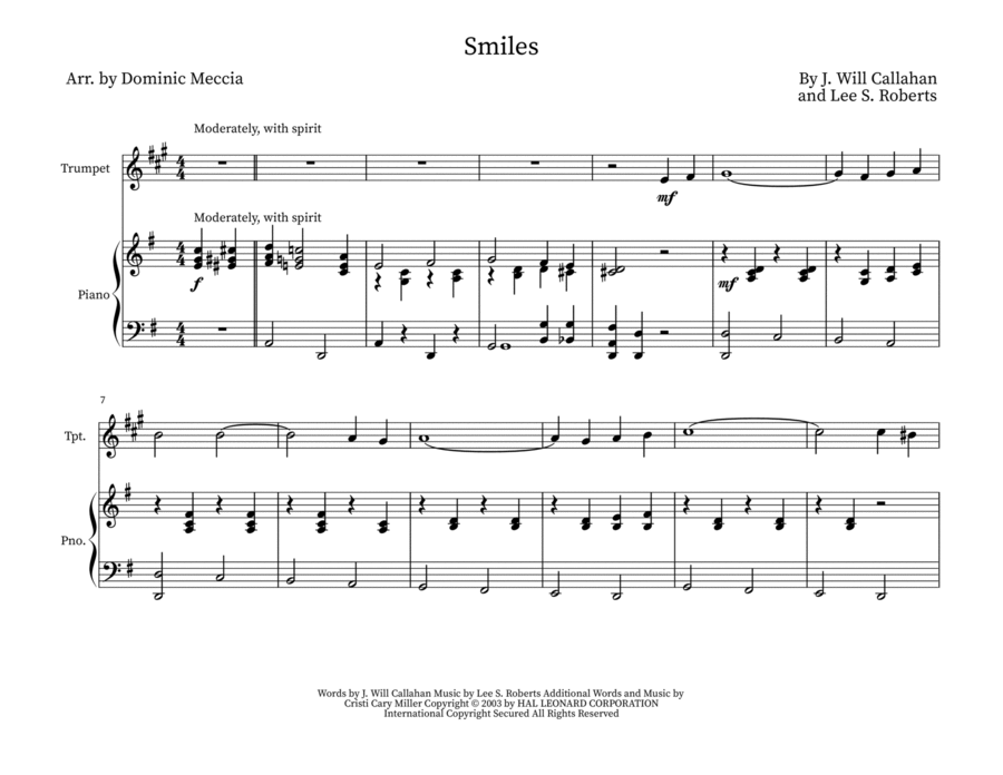 Smiles Smiles Trumpet Solo scores gallery preview page 1