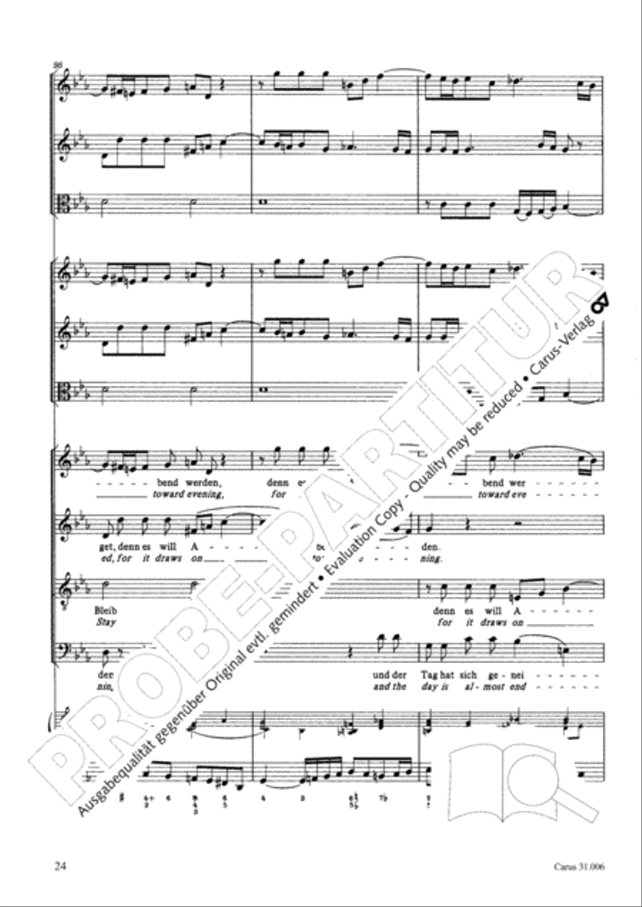 Stay with us, for it draws on toward evening (Bleib bei uns, denn es will Abend werden) 4-Part scores gallery preview page 25