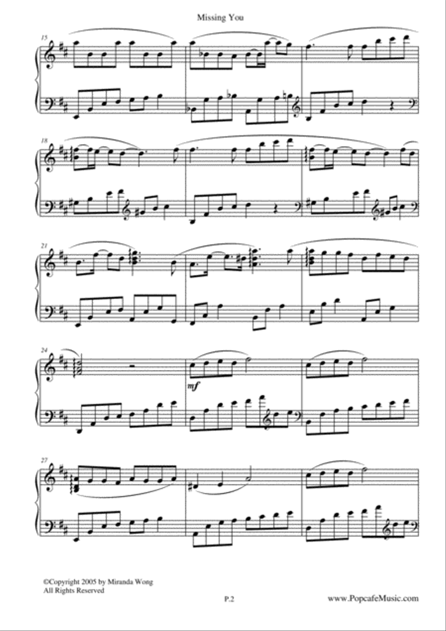Missing You - Romantic Piano Music Missing You - Romantic Piano Music 4-Part scores gallery preview page 3