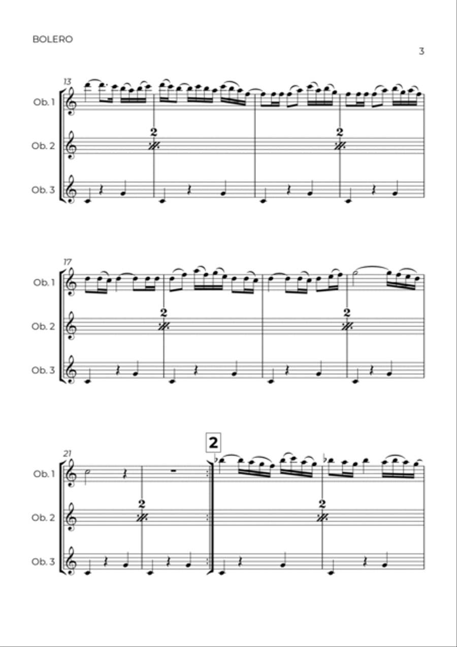BOLERO - RAVEL - OBOE TRIO Woodwind Trio scores gallery preview page 3