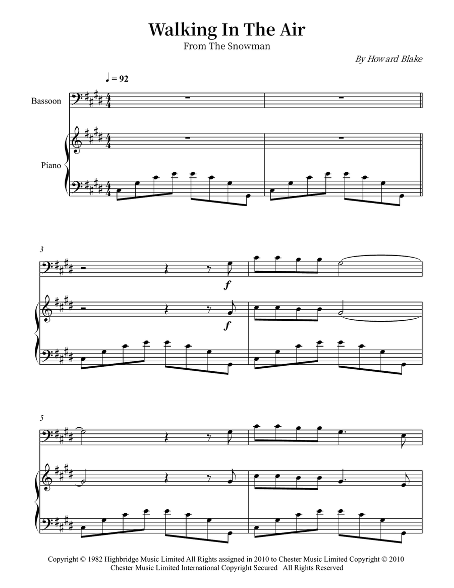 Walking In The Air Bassoon scores gallery preview page 1